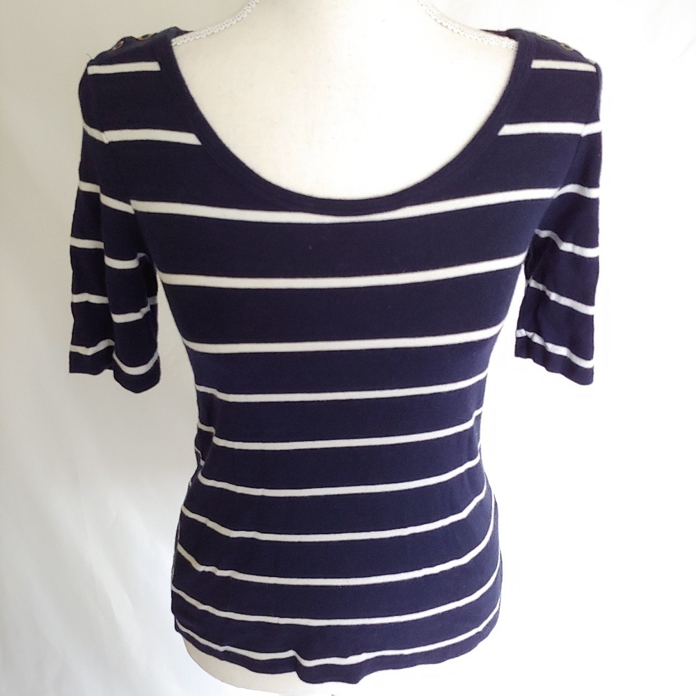 Gap Navy Blue & White Striped Nautical Top